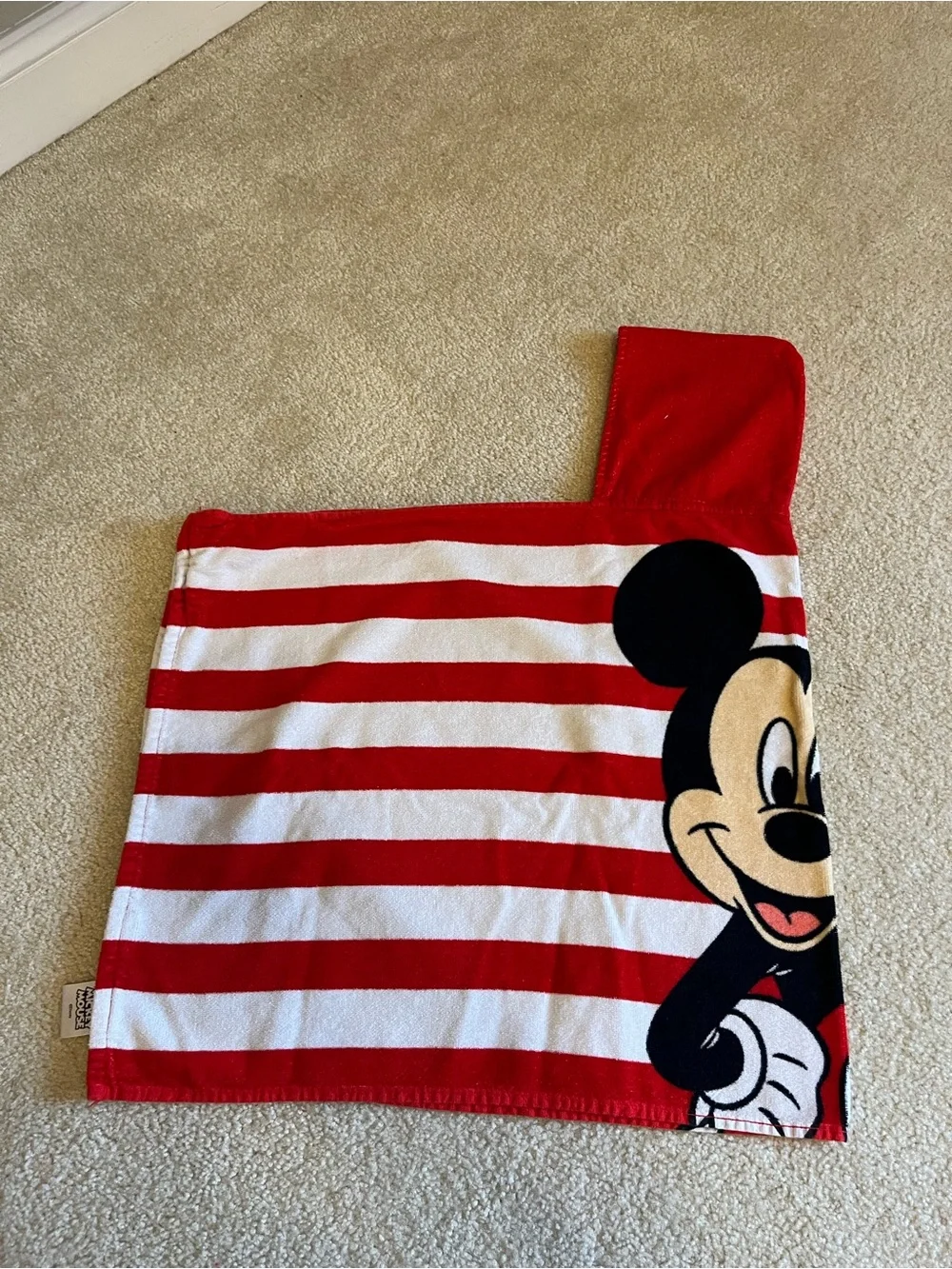 Disney Mickey Mouse Kids Cotton Hooded Towel Wrap Striped - Red/White Stripes